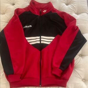 Adidas Red and Black Zip-Up Jacket